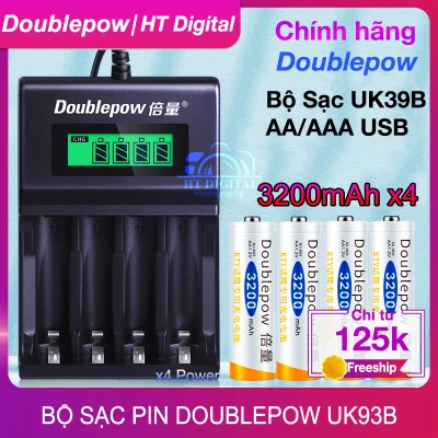 Bộ Sạc Pin AA AAA UK93B Doublepow - Pin Dung Lượng Cao 3200mAh Cho Micro Karaoke thiết bị điện tử công suất lớn