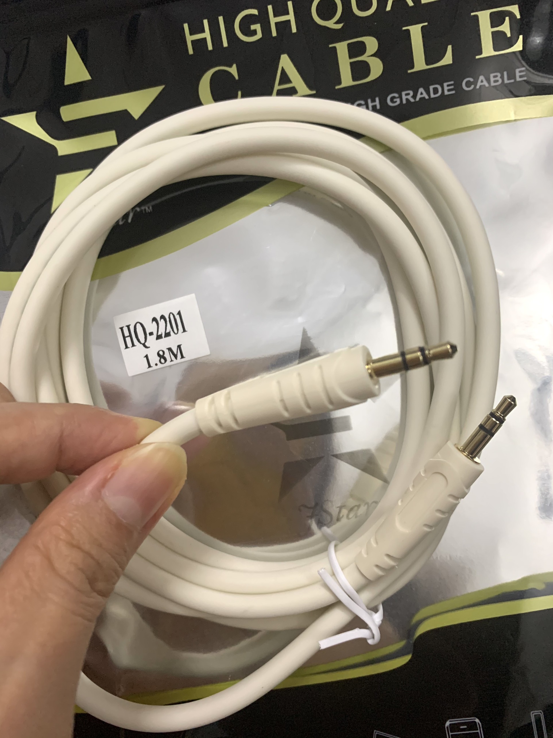 Dây loa 2 đầu 3.5mm dài 1.8M - 3M - 5M Tốt (Trắng)