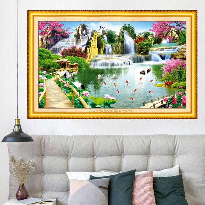 Tranh thêu chữ thập phong cảnh Bồng lai tiên cảnh LV3290 - tự thêu