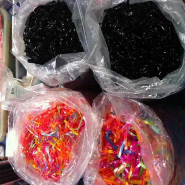 0.1kg (100Gram) thun cột tóc màu đen nhiều màu LOẠI LỚN, dây thun cột tóc, chun buộc tóc