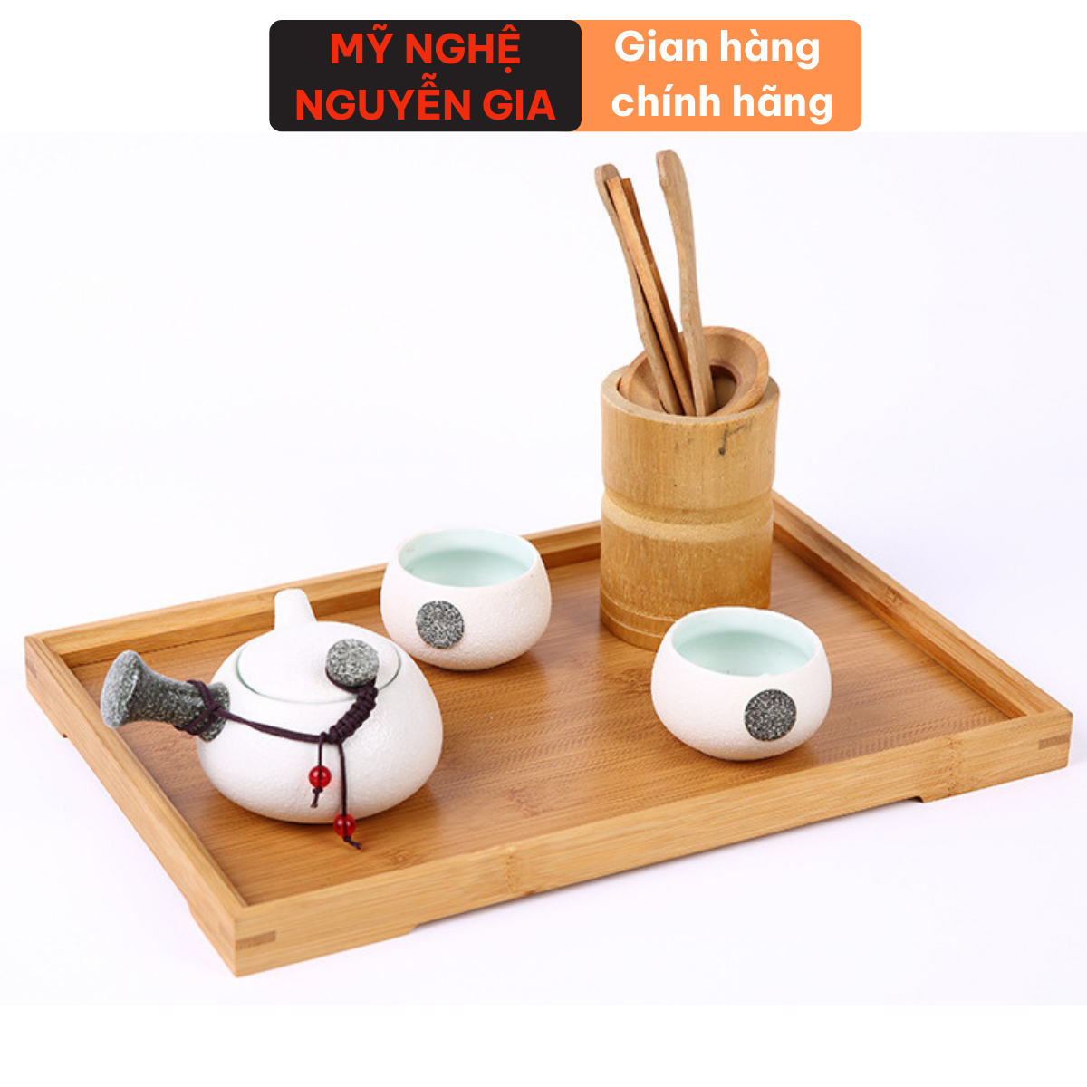 Khay gỗ tre decor đựng trà bưng bê đồ ăn đa năng