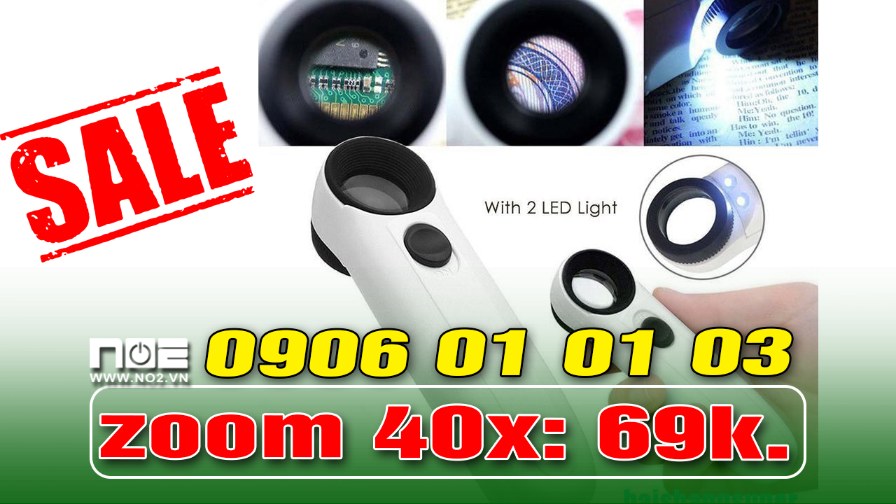 Kính lúp zoom 40 lần, có đèn led