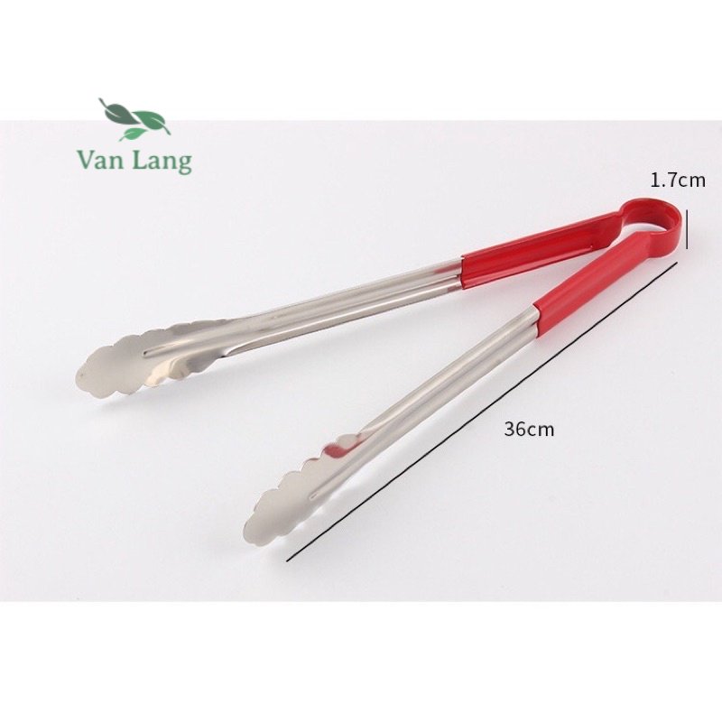 Kẹp gắp thức ăn inox cán đỏ dài 36cm, kẹp gắp cán đỏ