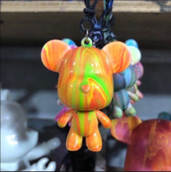 Móc khóa gấu Bearbrick đổ màu Chicken 5D phôi gấu màu trắng 2 kiểu dáng phụ kiện quà tặng kèm màu