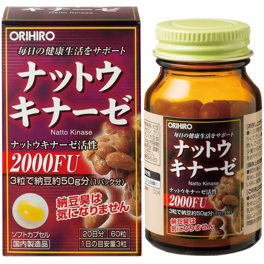 Viên Uống Nattokinase 2000fu Orihiro 60 Viên Ngăn Ngừa Đột Quỵ Ổn ĐỊnh