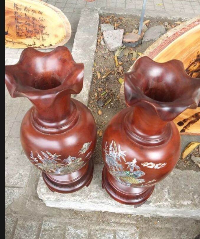 Cặp lục bình gỗ Lim cao 40cm