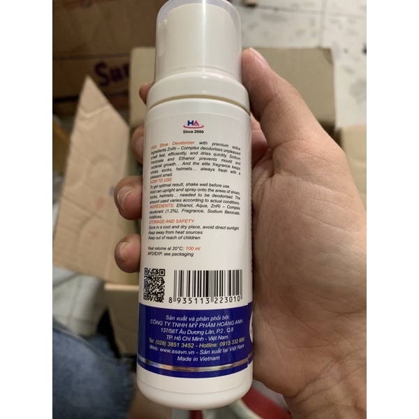 Xịt Khử Mùi Hôi Giày Vớ Asa 100ML