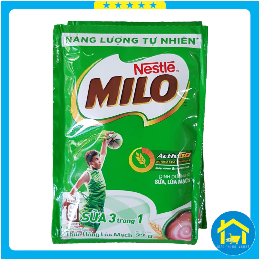 Nestle Milo - Sữa Milo dây 10 gói x 22g tăng cường sức khỏe milk với protomalt 2% & vitamin c bổ sung dưỡng chất