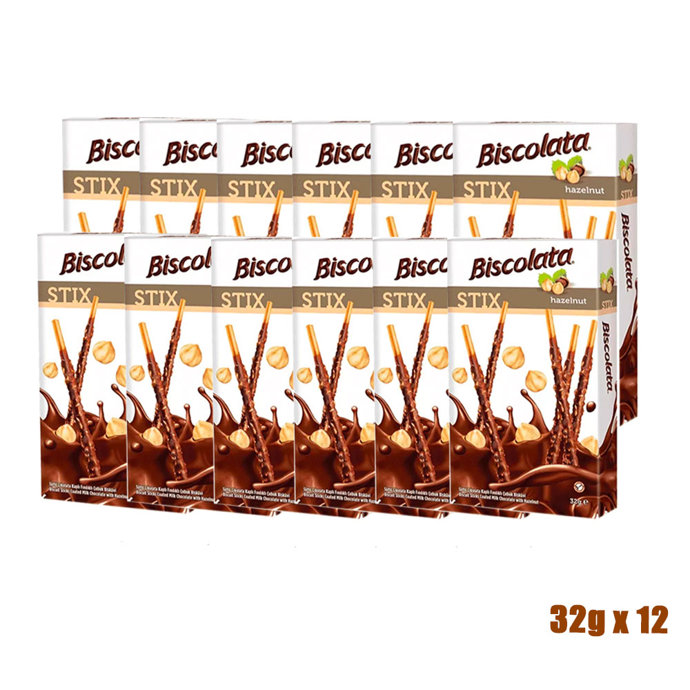Bánh que Socola hạt phỉ Biscolata Stix 384g (32g x 12 pack)