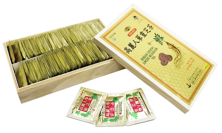 {Quà tặng} Trà sâm Linh Chi Hàn Quốc Bio Apgold (hộp gỗ 3g x 100 gói)