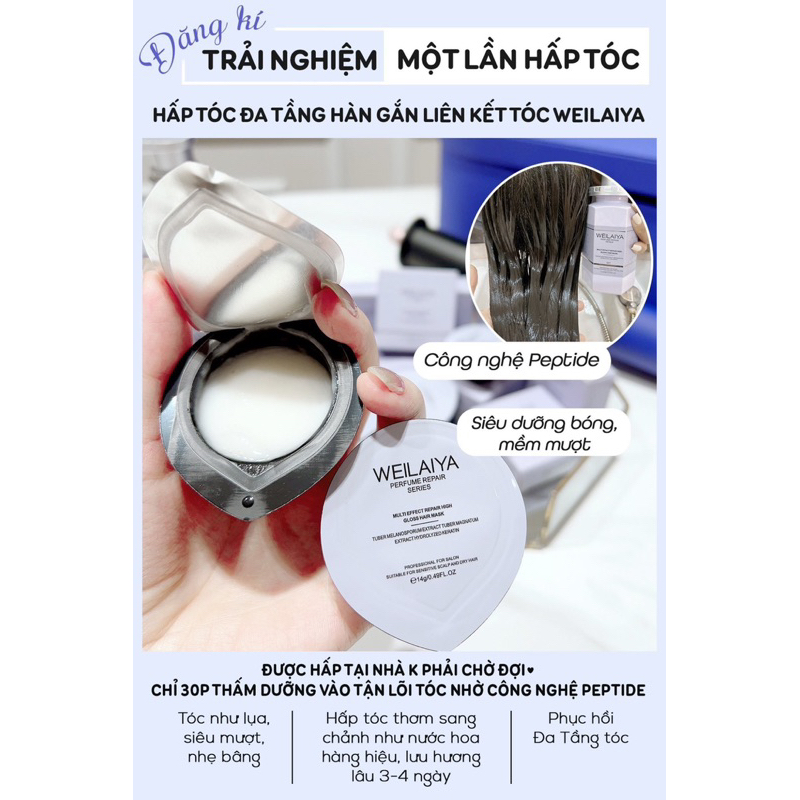 Hấp tóc Weilaiya Tím ủ tóc phục hồi chắc khỏe bóng mượt Mini 15ml