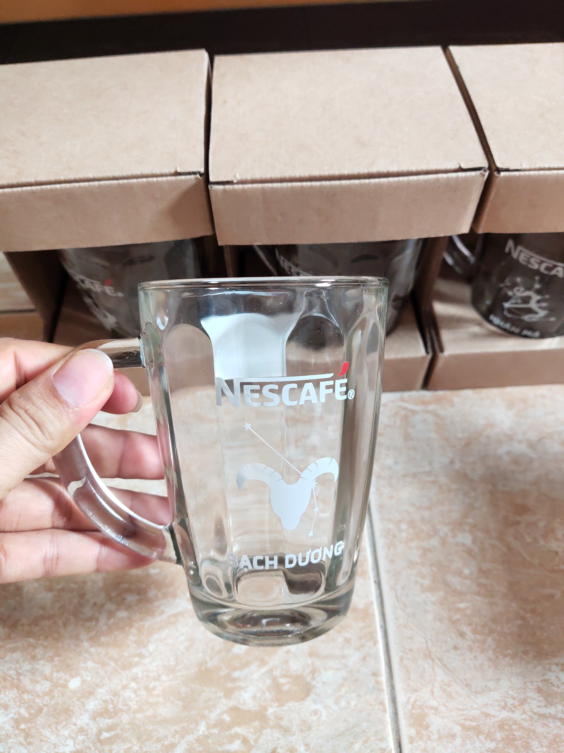 Bộ 6 ly thủy tinh có quai cầm 340ml
