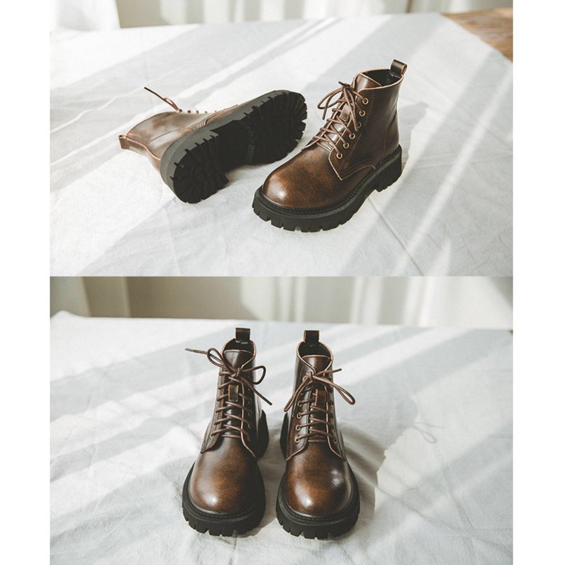 Original boots 6 lỗ xỏ đế cao - Boots da bò nữ