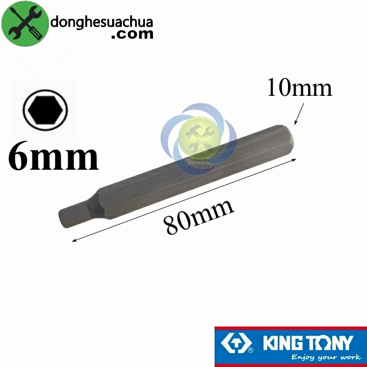 Mũi vít đóng lục giác 6mm kingtony 168006h thân 10mm dài 80mm