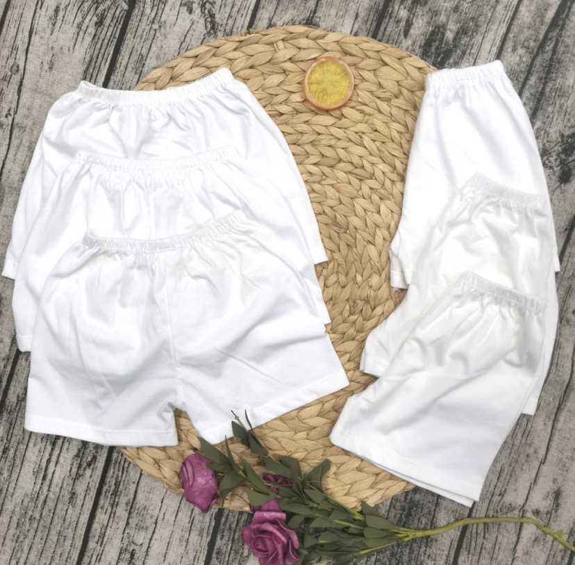 Bộ 5 quần ngắn cotton trắng cho bé từ 0-14Kg