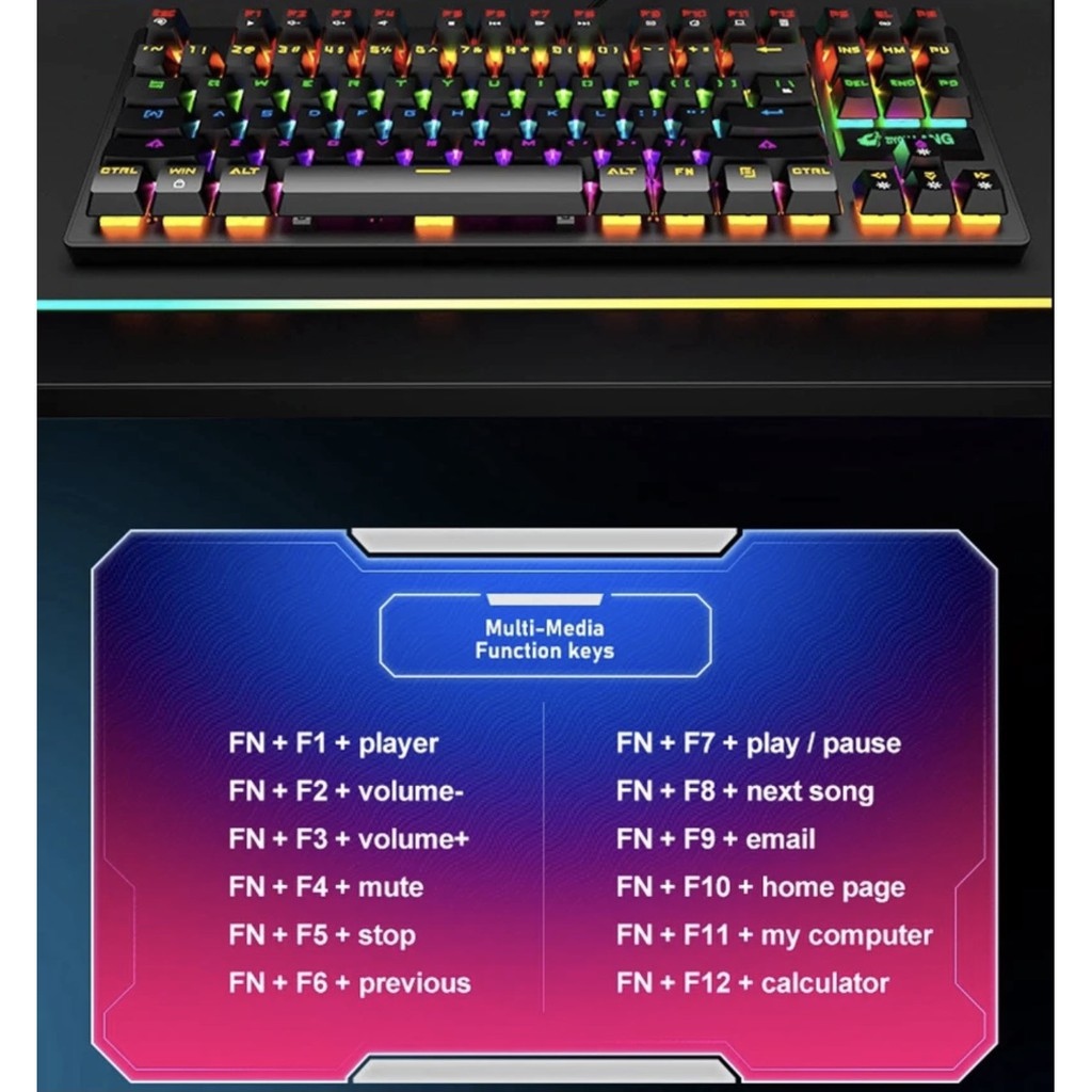 ZIYOU LANG K2 - Bàn phím cơ K2 PRO 87 phím bàn phím máy tính chơi game có dây Led RGB 10 Chế Độ Khác Nhau