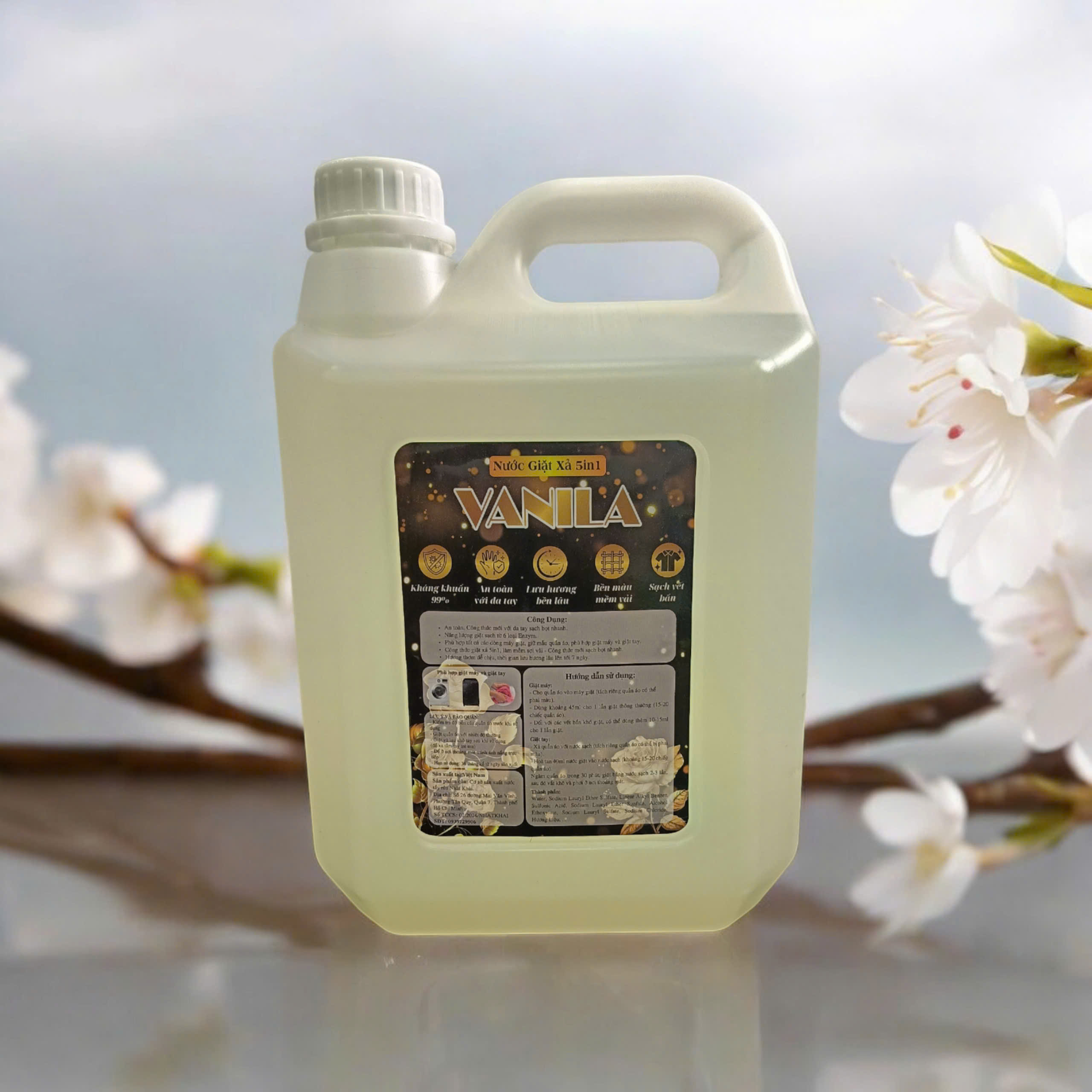 nước giặt xả VANILA 5in1 ( can 5 kg) thơm đậm đặc