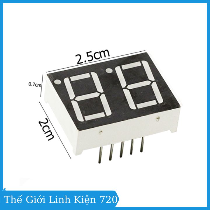 Bộ 5 led 7 thanh 2 số đỏ anode chung 0.56 inch