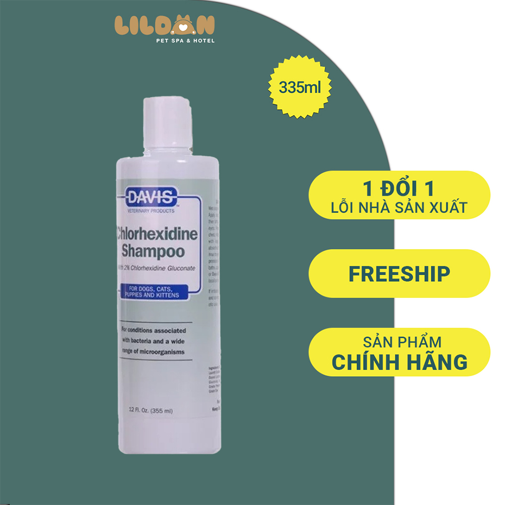 [Chính hãng] DAVIS CHLORHEXIDINE (335ml) Sữa Tắm Viêm Da Cho Chó Mèo