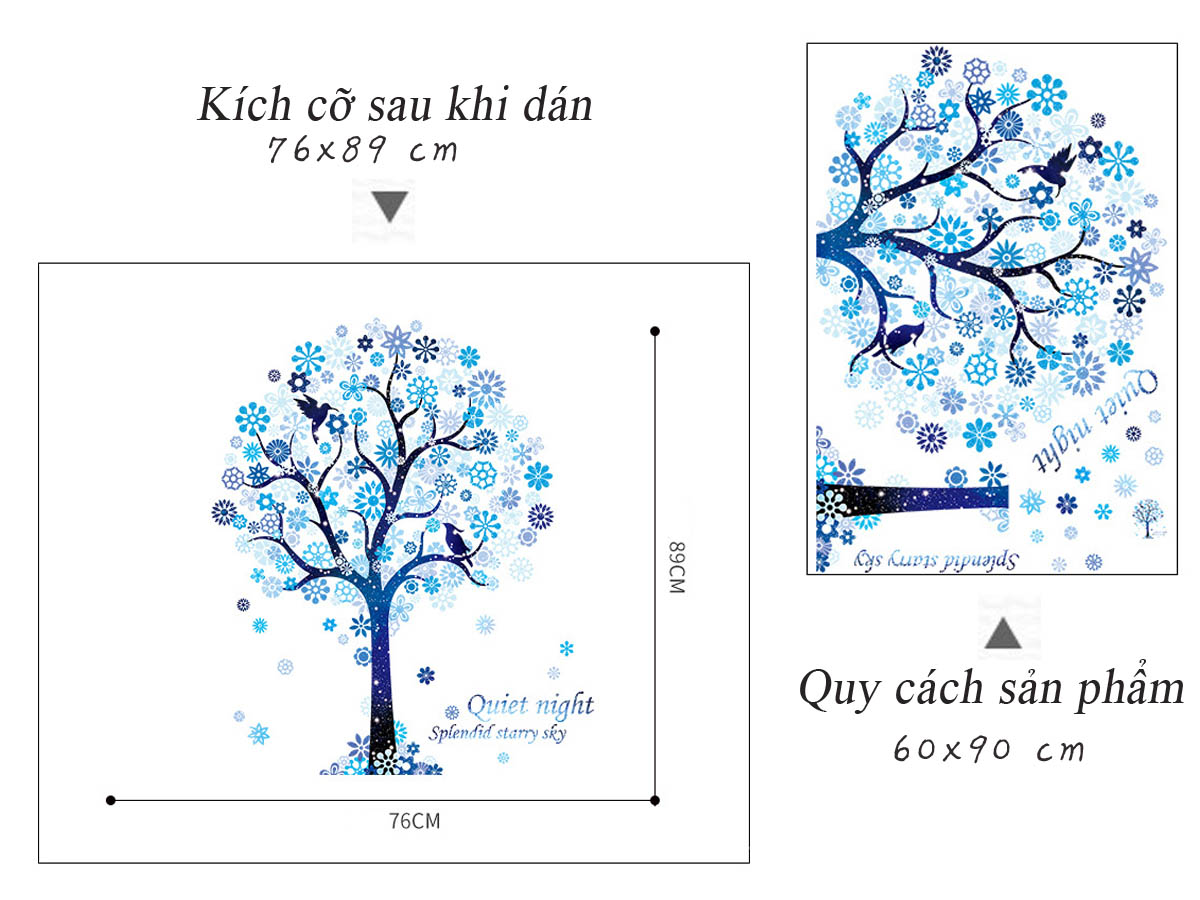 [HCM]DECAL DÁN TƯỜNG CÂY SAO TUYẾT XANH