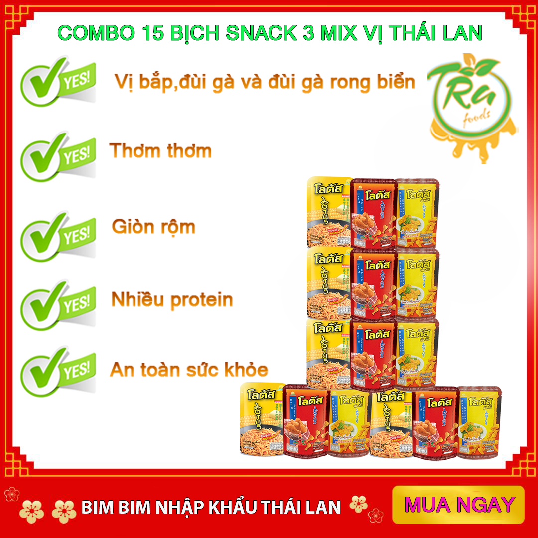 HCMcombo 15 Snack Thái Lan Bim bim đùi gà vị rong biển và tăm vị bắp thơm