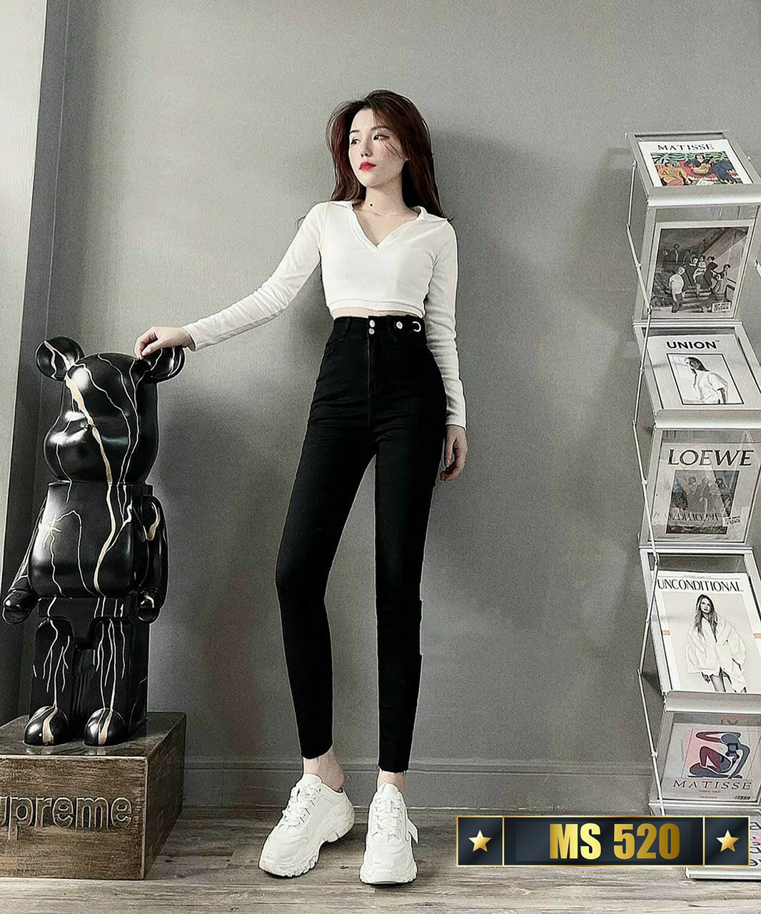 Quần Jean Skinny Nữ Dáng Ôm Lưng Cao Trơn Basic Siêu Tôn Dáng, Quần Jean Nữ Xám Túi Kiểu Trẻ trung Chất Jean Co Giãn -XÁM STORE92 MS614