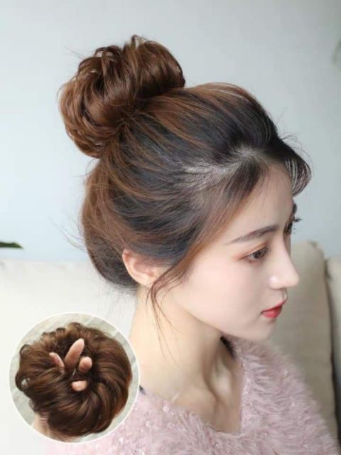 Tóc giả búi - Tóc giả búi cột xoăn