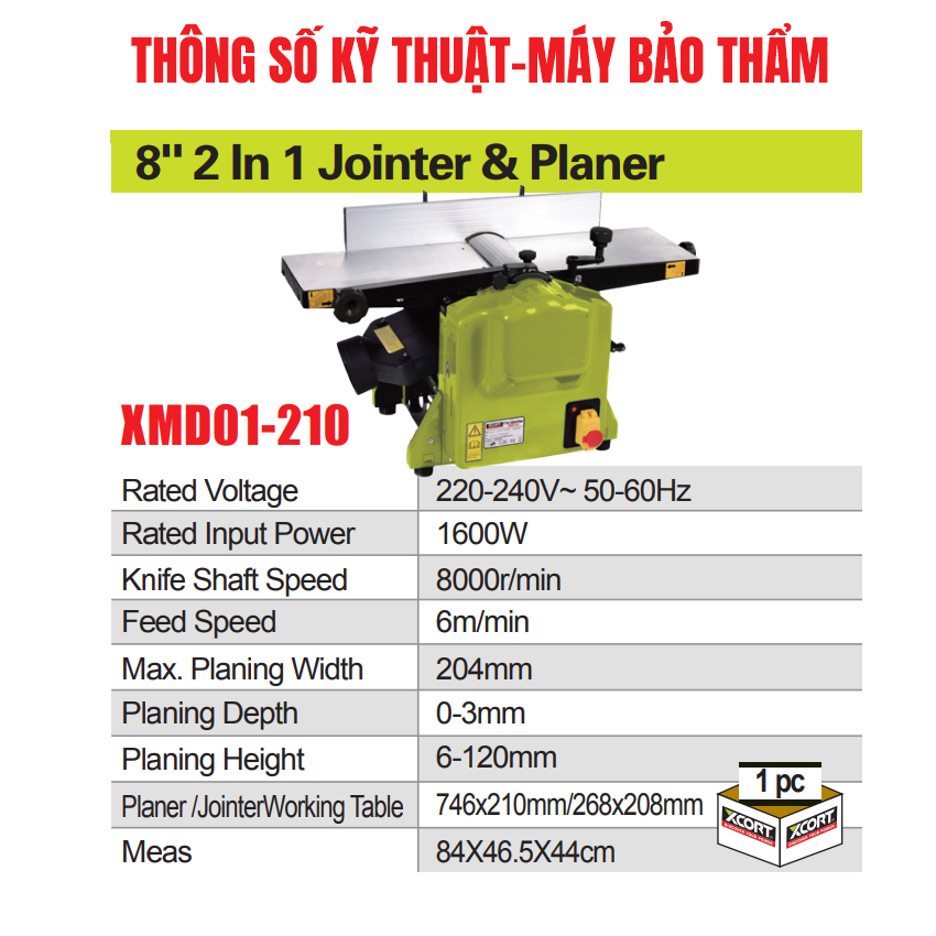 [Trả góp 0%] Máy bào gỗ-Máy bào thẩm-Máy bào cuốn 1600W XCORT [CHÍNH HÃNG]