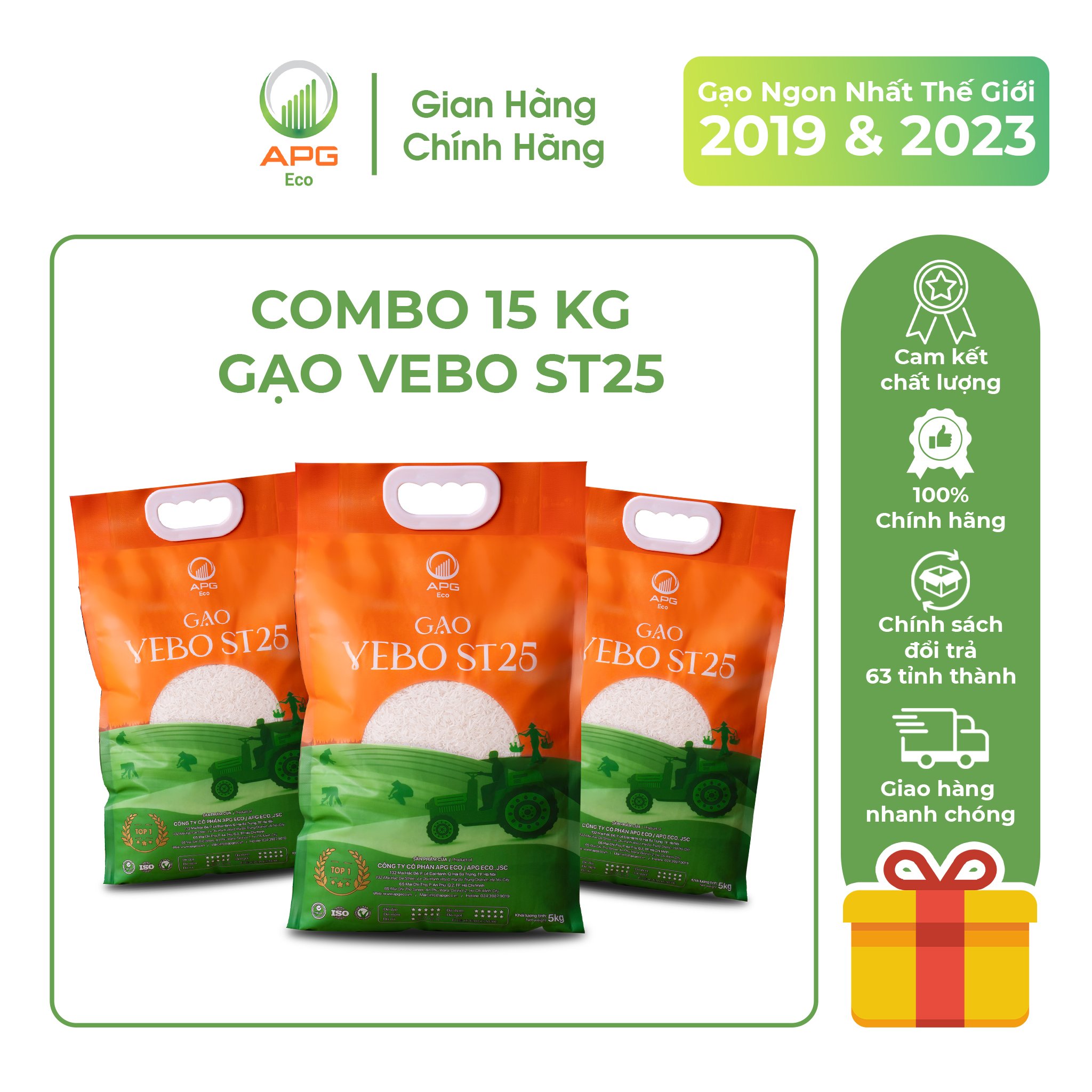 COMBO 3 BAO GẠO VEBO ST25 (TỔNG 15KG) [date mới]