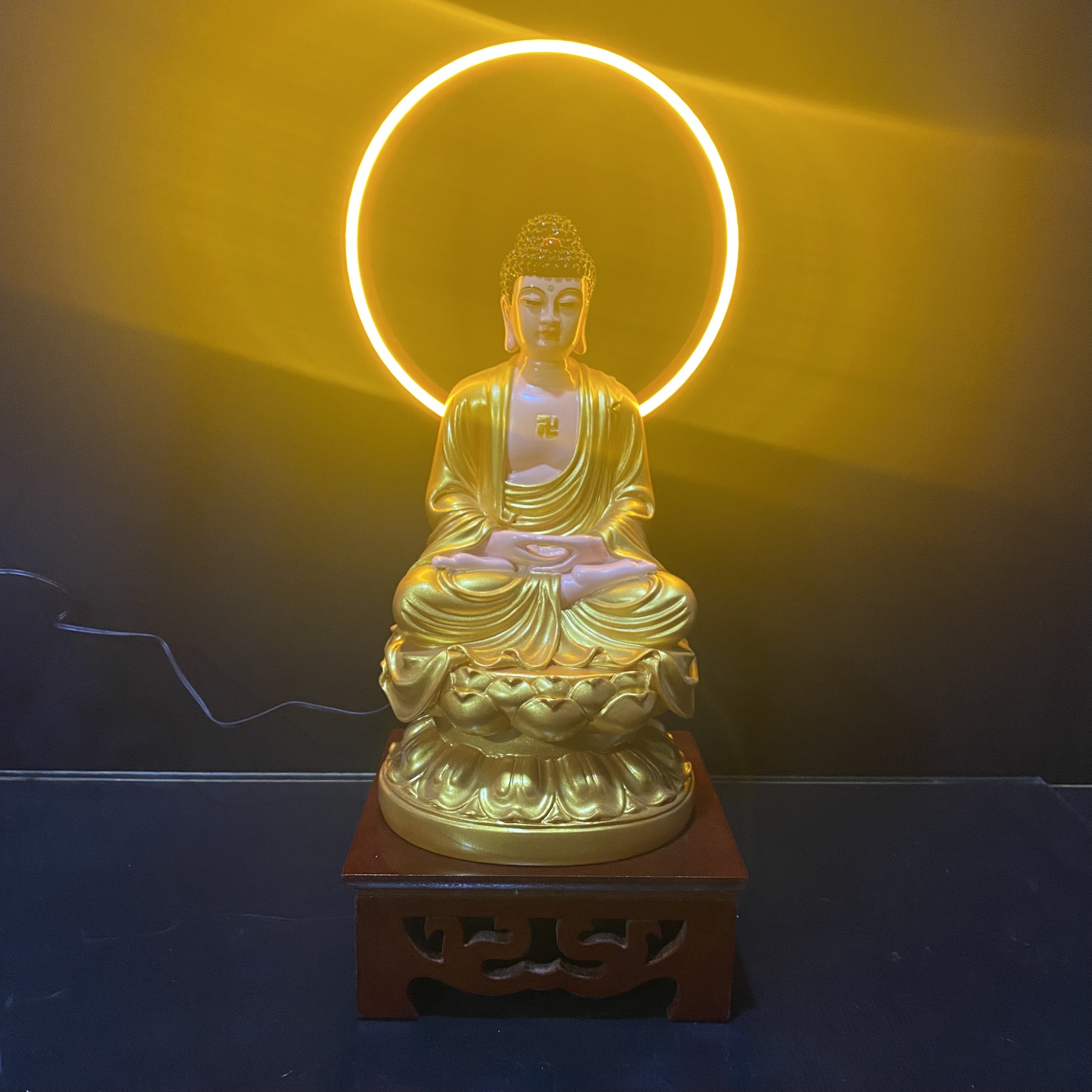 [HCM]COMBO TƯỢNG PHẬT 30CM + HÀO QUANG NEON + ĐÔN