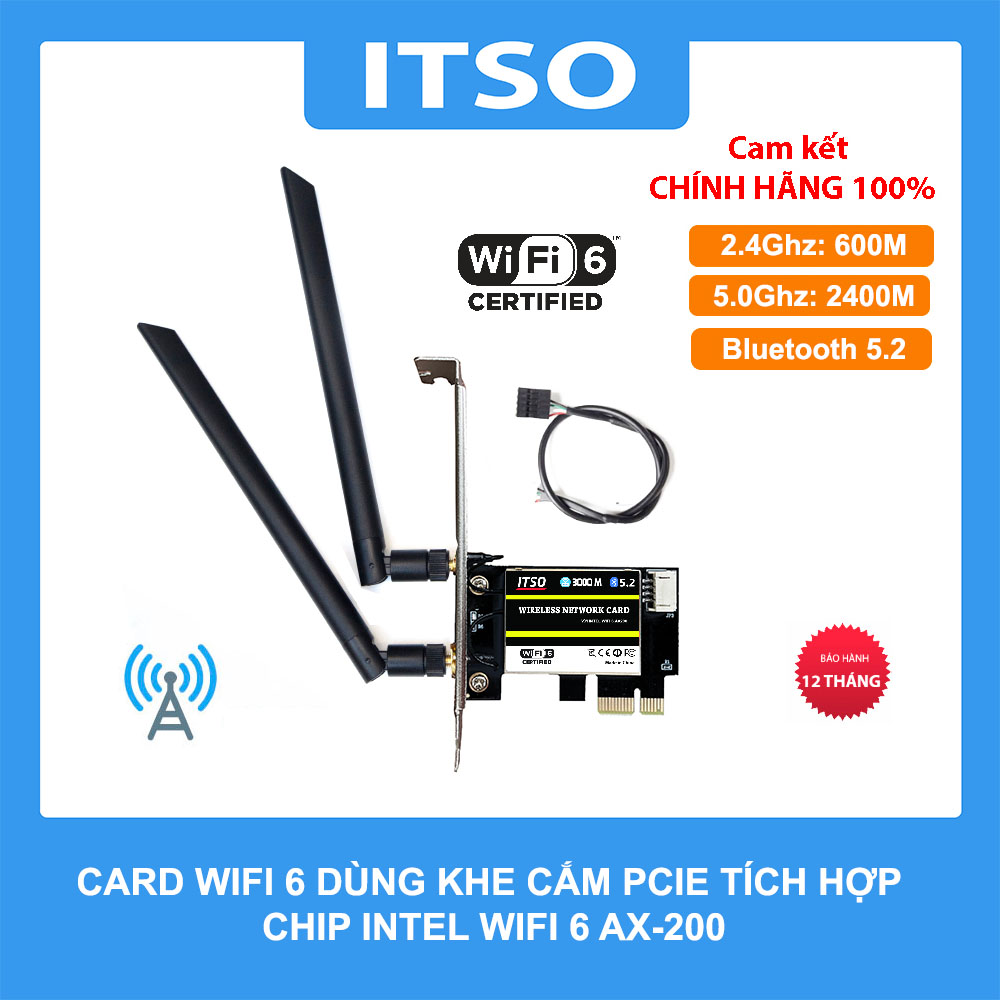 Card WIFI 6 Intel AX200 sử dụng khe cắm PCI