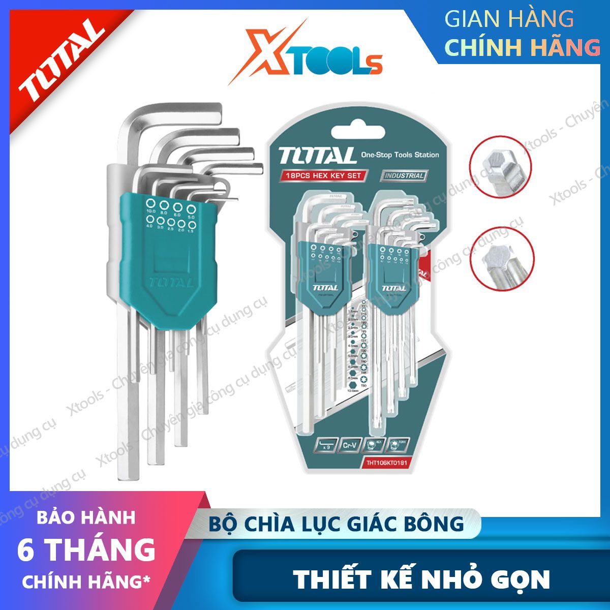 Set key hexagonal ball and hexagonal cotton total THT106KT0181 hexagonal made from chất liệu CR-V high cứng cáp, chịu lực High, use easy convenient [XTools] [xsafe]