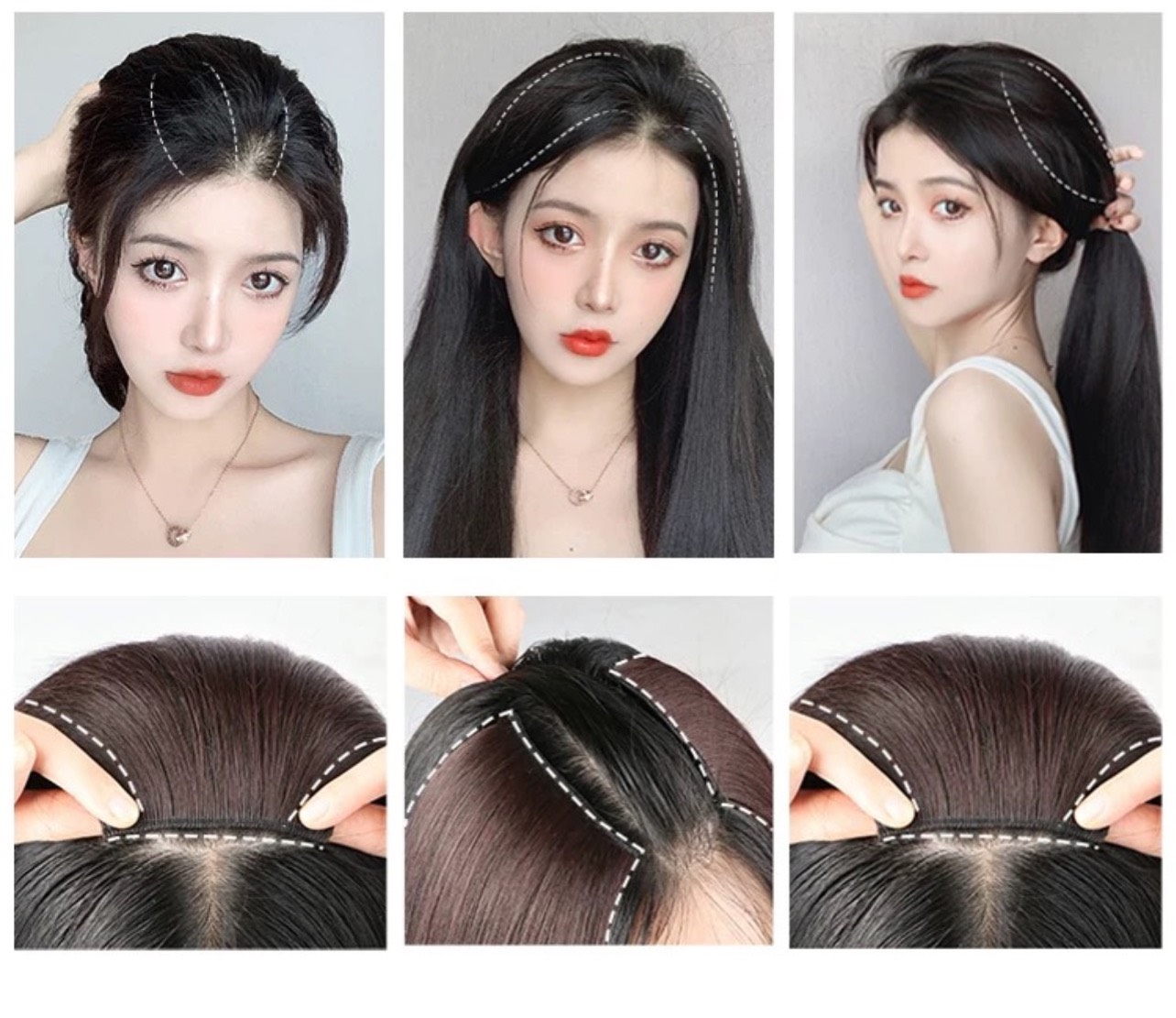 Kẹp Tóc Giả Phím Phồng Làm Dày Tóc Tự Nhiên Dễ Sử Dụng