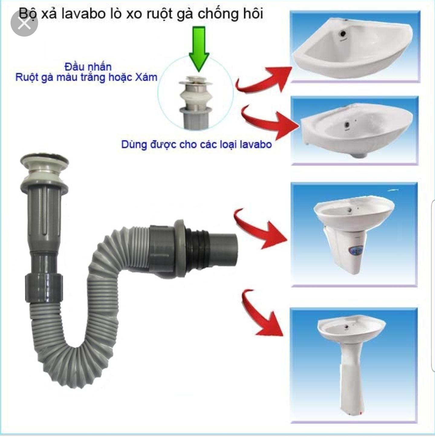 [HCM]Bộ xả lavabo ruột gà nhấn màu xám