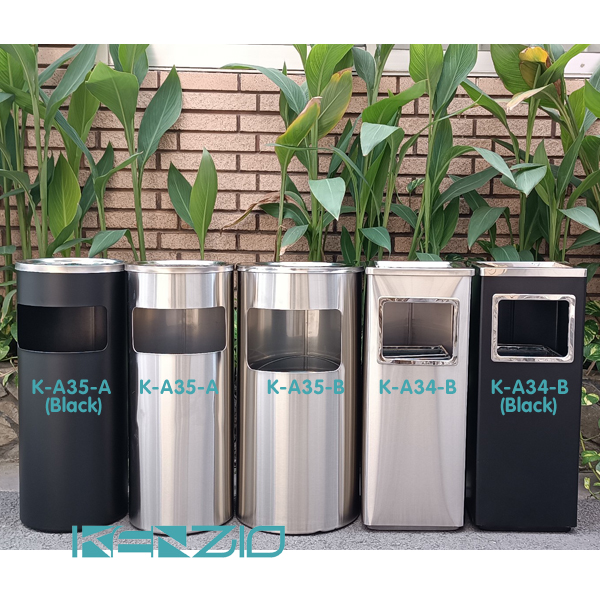 Thùng rác INOX gạt tàn K-A35-A (SS)