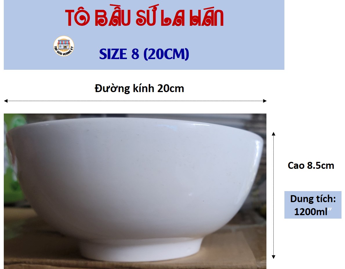 TÔ BẦU GỐM SỨ TRẮNG LA HÁN CAO CẤP -  ĐỦ SIZE (6,7,8)