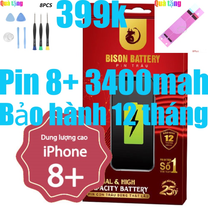 Pin 8 plus bison dung lượng cao 3400mah