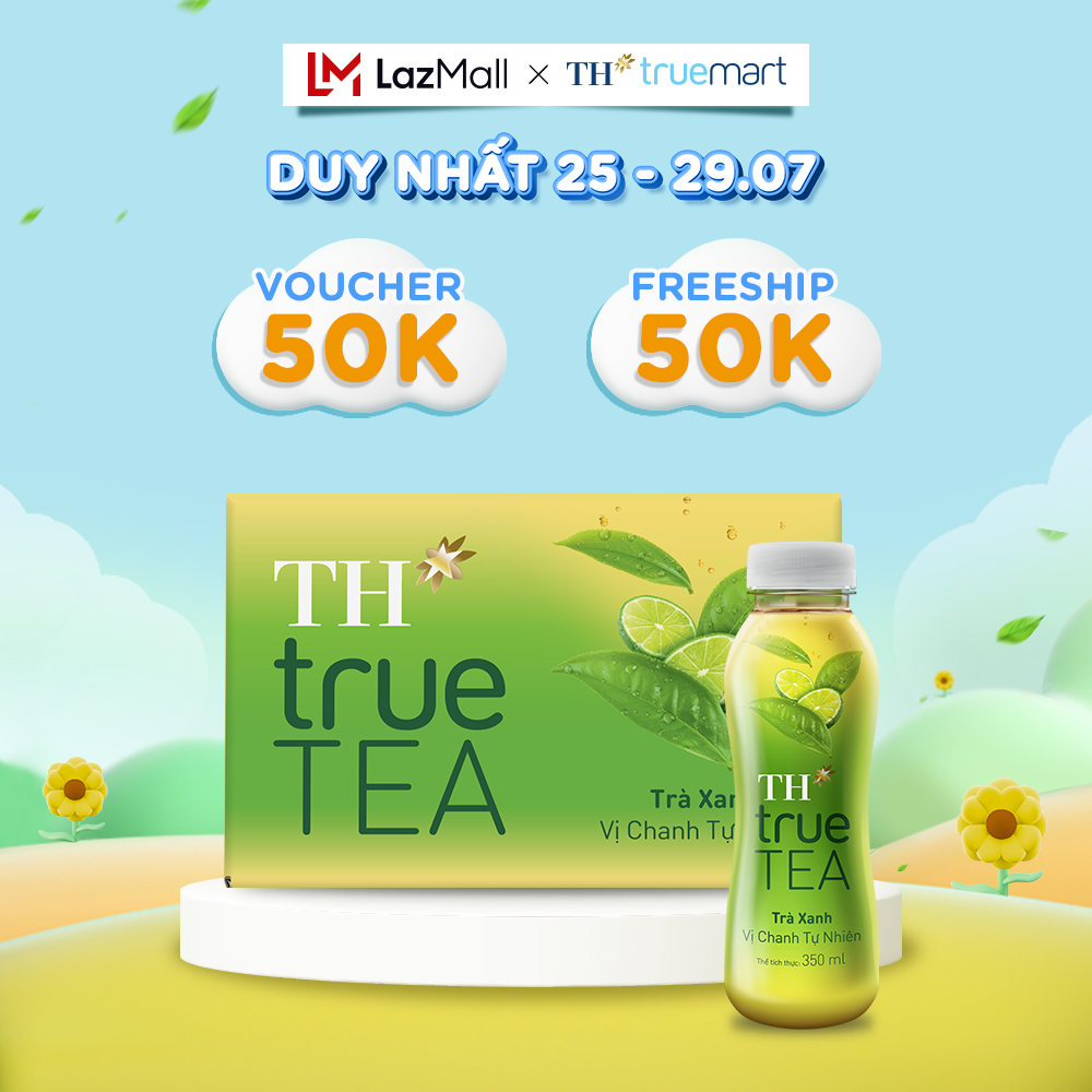 Thùng 24 chai trà xanh vị chanh tự nhiên TH True Tea 350ml 350ml x 24