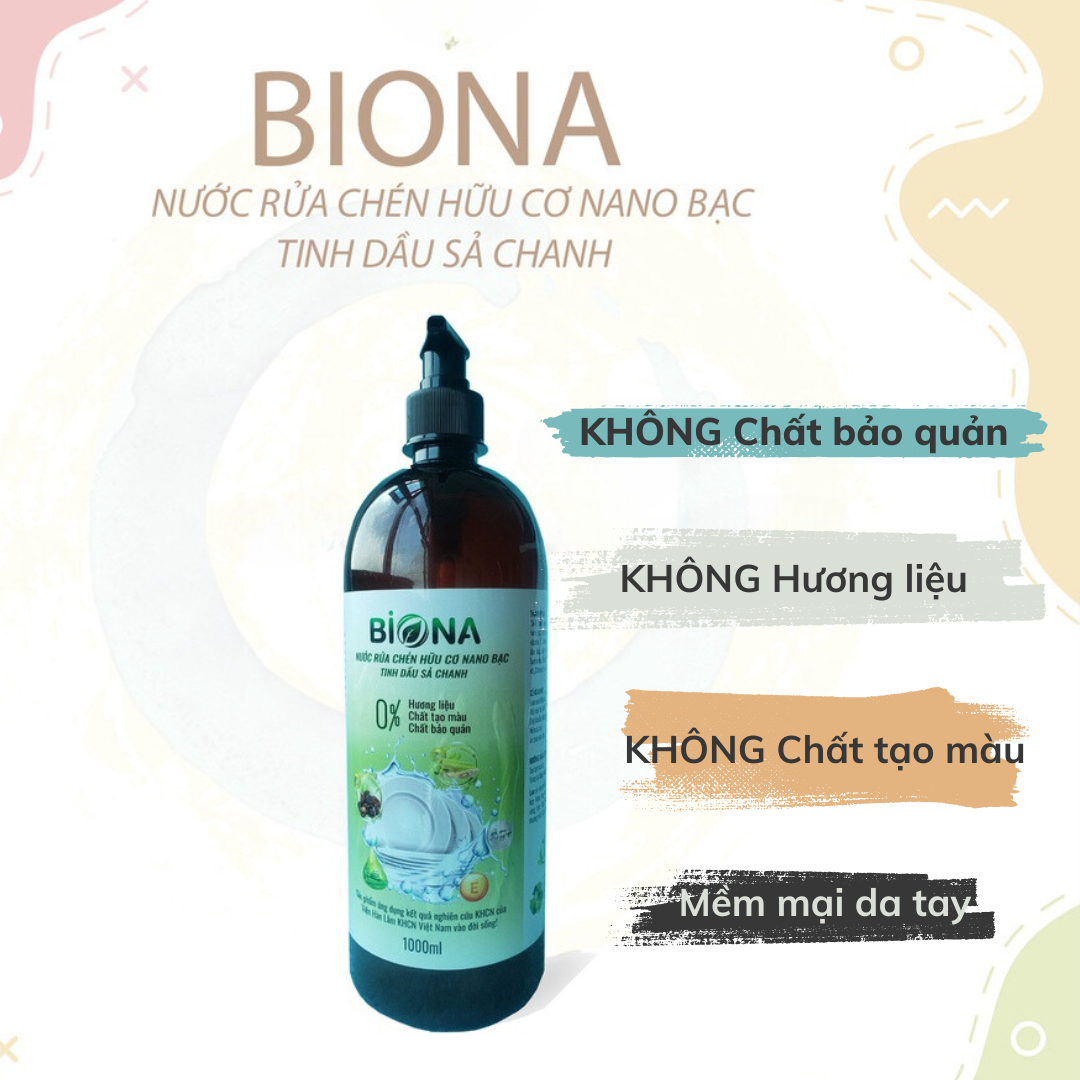Nước rửa chén bát hữu cơ tinh chất bồ hòn BIONA - Viện hàn lâm khoa học Việt Nam - sạch nhanh, ráo bát, thơm mát