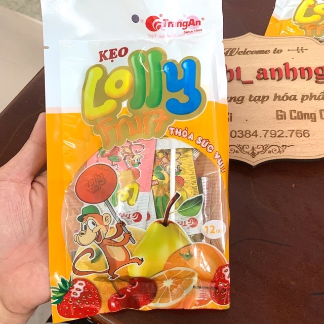 KẸO MÚT LOLLY FRUIT TRÀNG AN GÓI 12 QUE.
