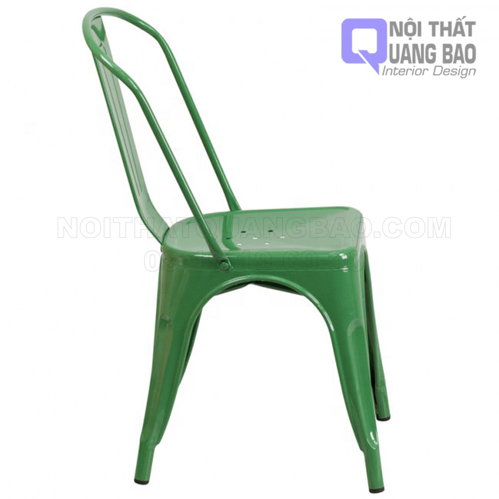 (HCM)Ghế Tolix Sắt Sơn Tỉnh Điện Có Lưng Tựa (QB-GTL04)