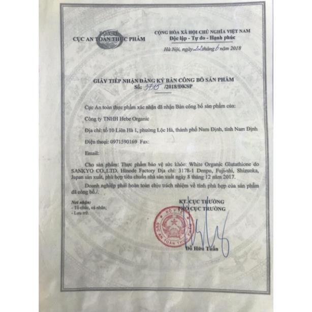 VIÊN TRẮNG DA HẾT NÁM WHITE ORGANIC GLUTATHIONE NHẬT