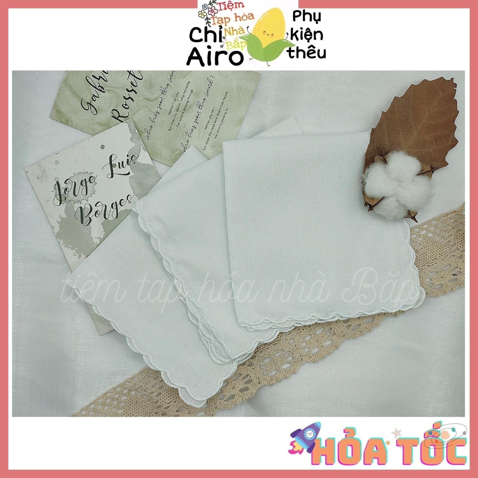 Khăn Tay Trắng Vải Thô 28x29