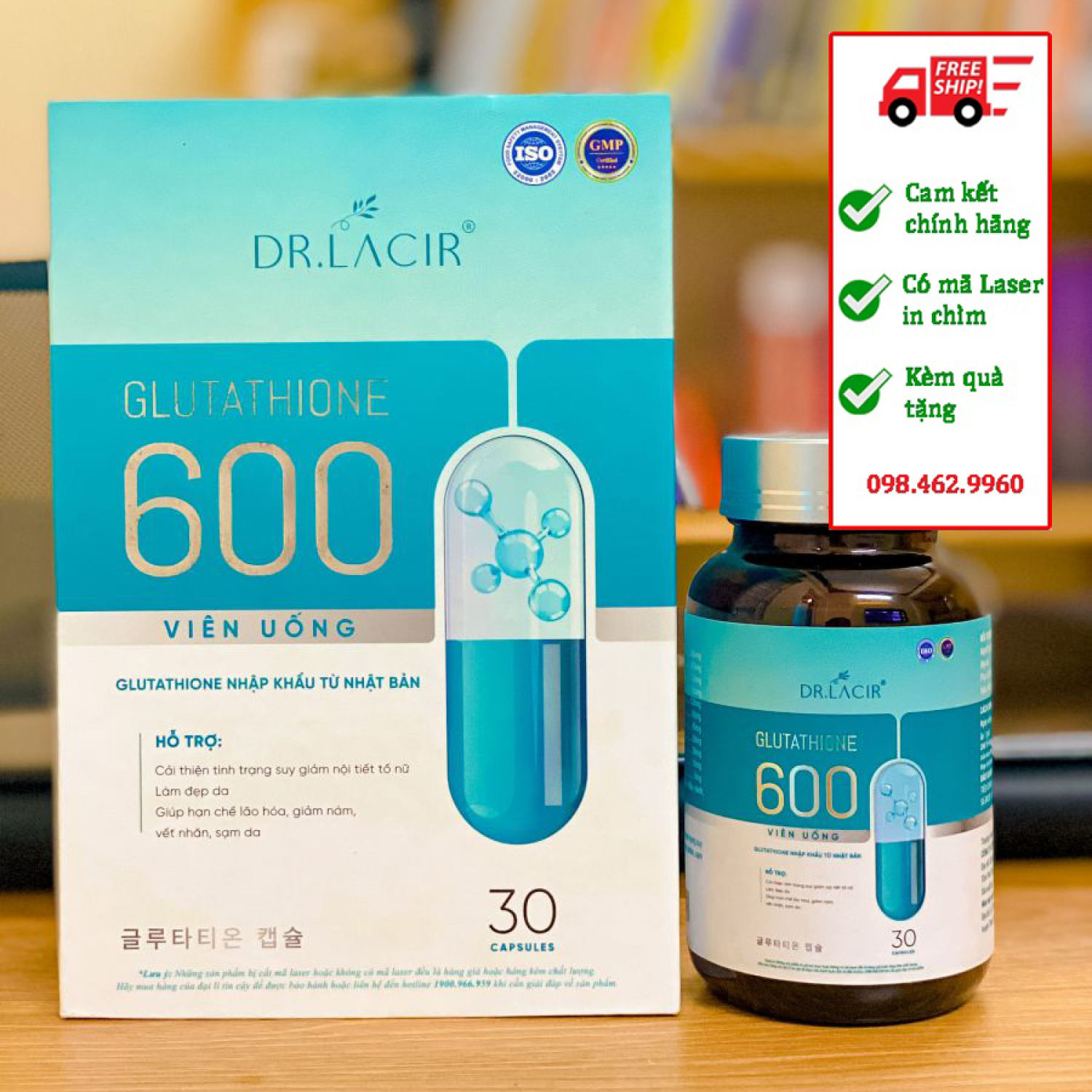 Viên Uống Trắng Da Glutathione 600 Dr Lacir