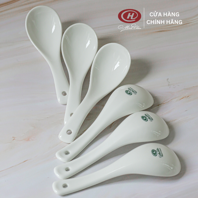 Thìa Sứ Minh Châu - Trắng Trơn