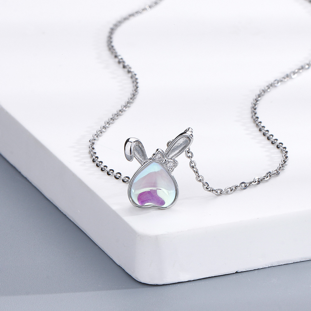 Dây chuyền thỏ trái tim mạ bạc 40+5 cm