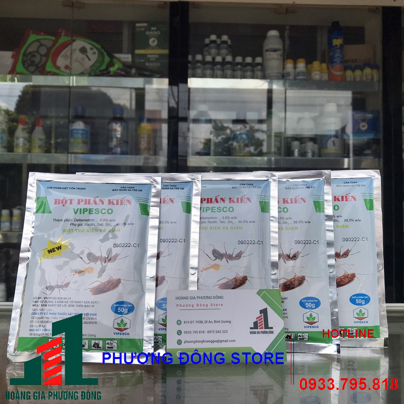 Phấn kiến bột - bột phấn kiến vipesco diệt côn trùng (Gói 50g)