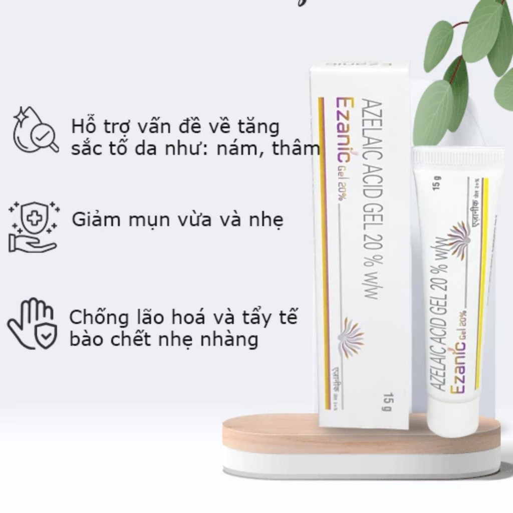 Gel giảm mụn, mờ thâm Azelaic Acid Gel 20% 15 gram