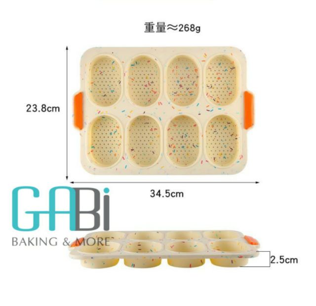 Khuôn silicon làm bánh mì 8 ô có lỗ