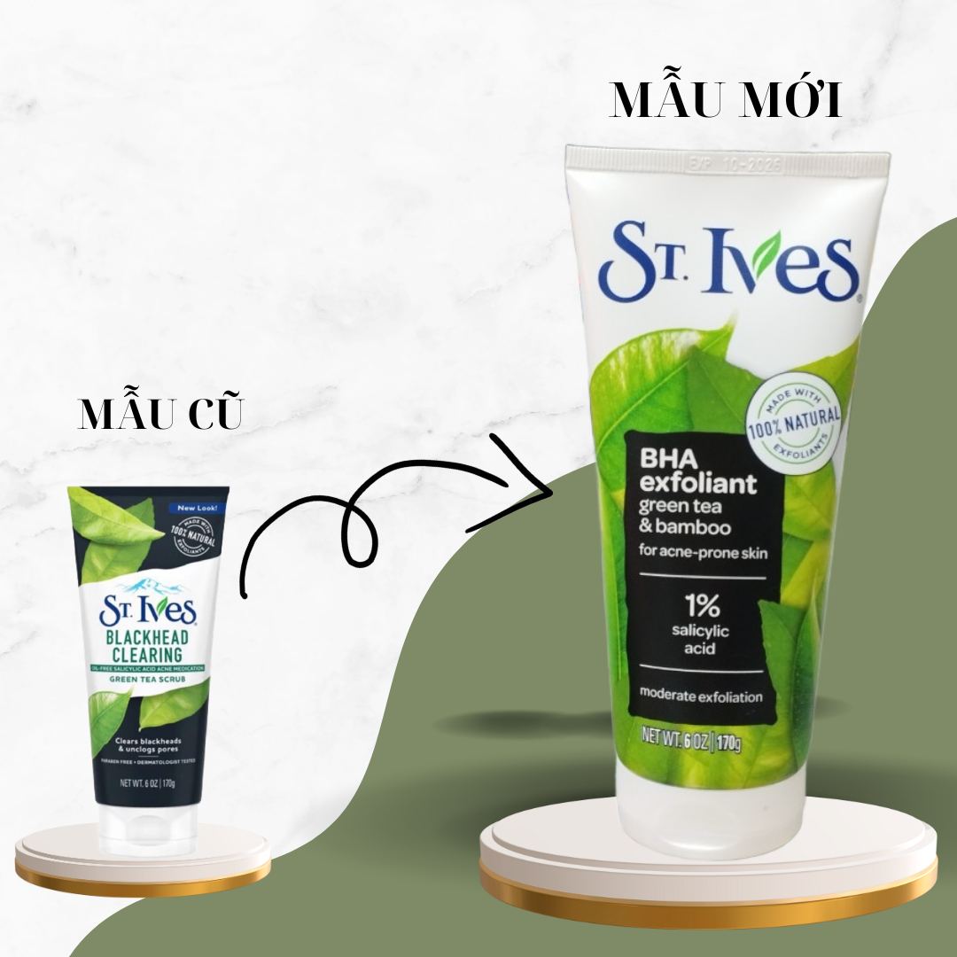Sữa rửa mặt 3 TẨY TẾ BÀO CHẾT MẶT ST.LVES TRÀ XANH - HÀNG MỸ
